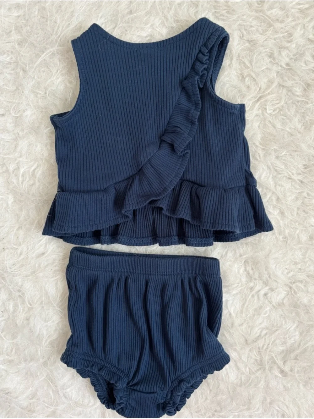 Old Navy Baby Ribbed Ruffle Tank Top & Bloomers Set with Colorful Butterfly